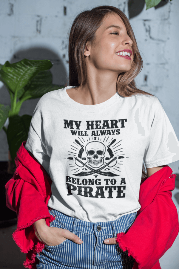 Short-Sleeve Womens T-Shirt Heart Belongs To Pirate